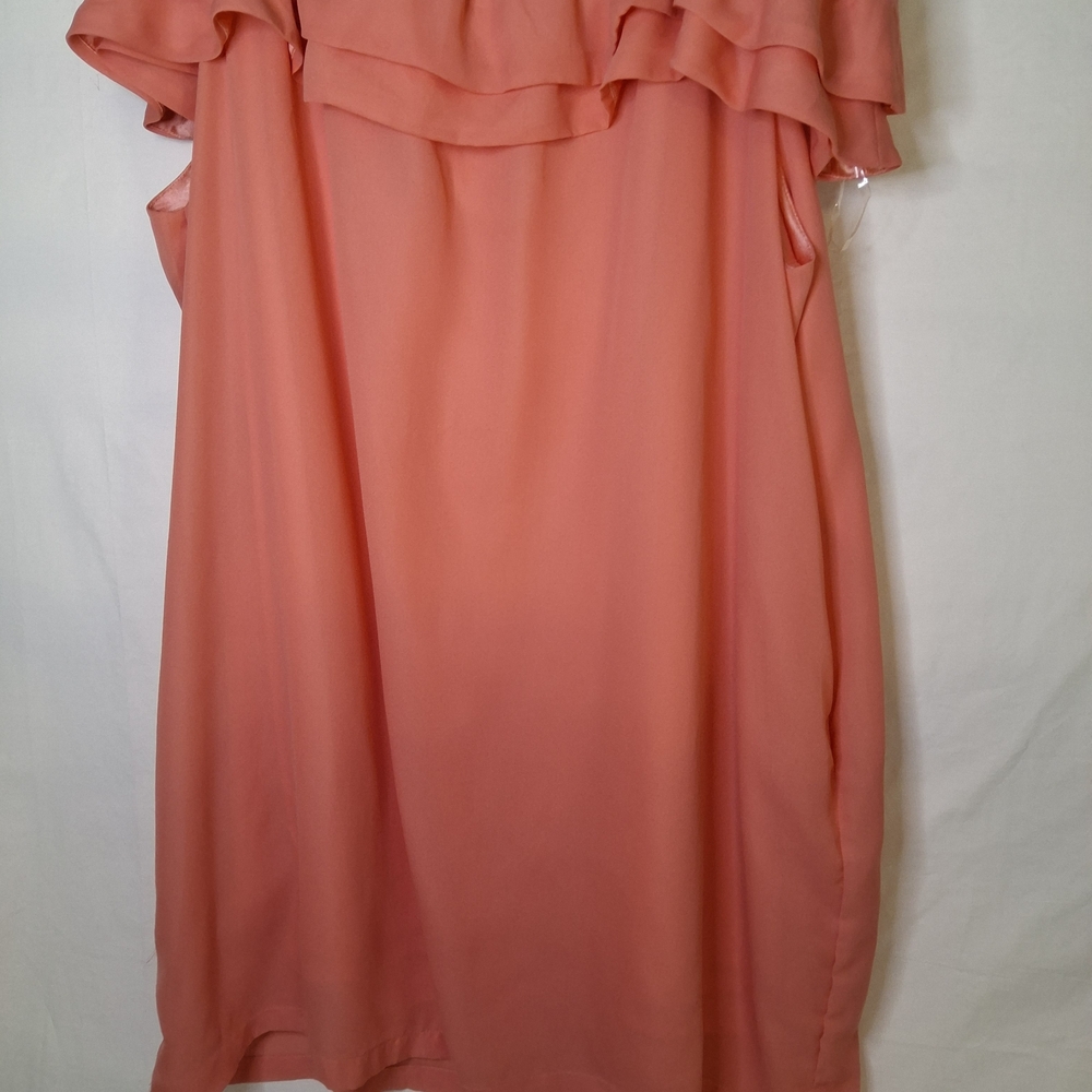 Coral Ruffled Sleeveless Dress - Picture 4 of 5